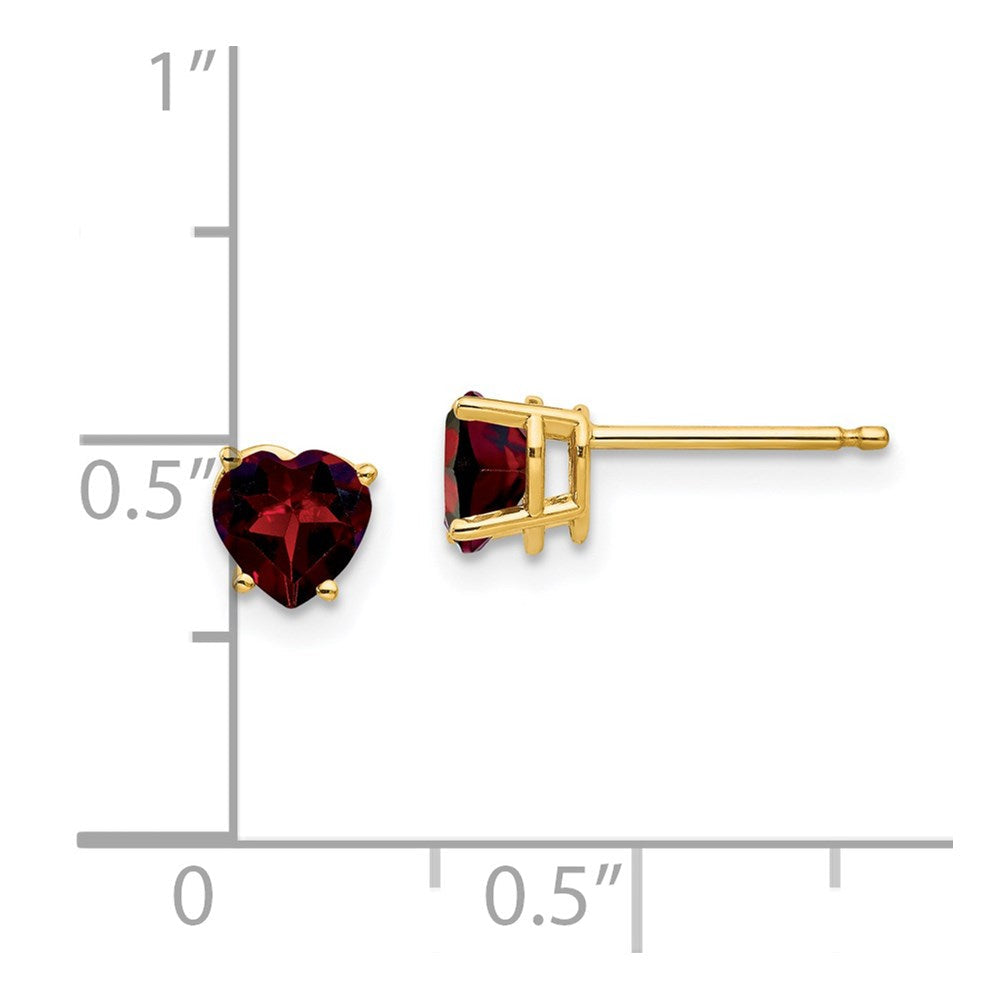 14K Gelbgold Ohrringe mit herzförmigem Granat, 5 mm