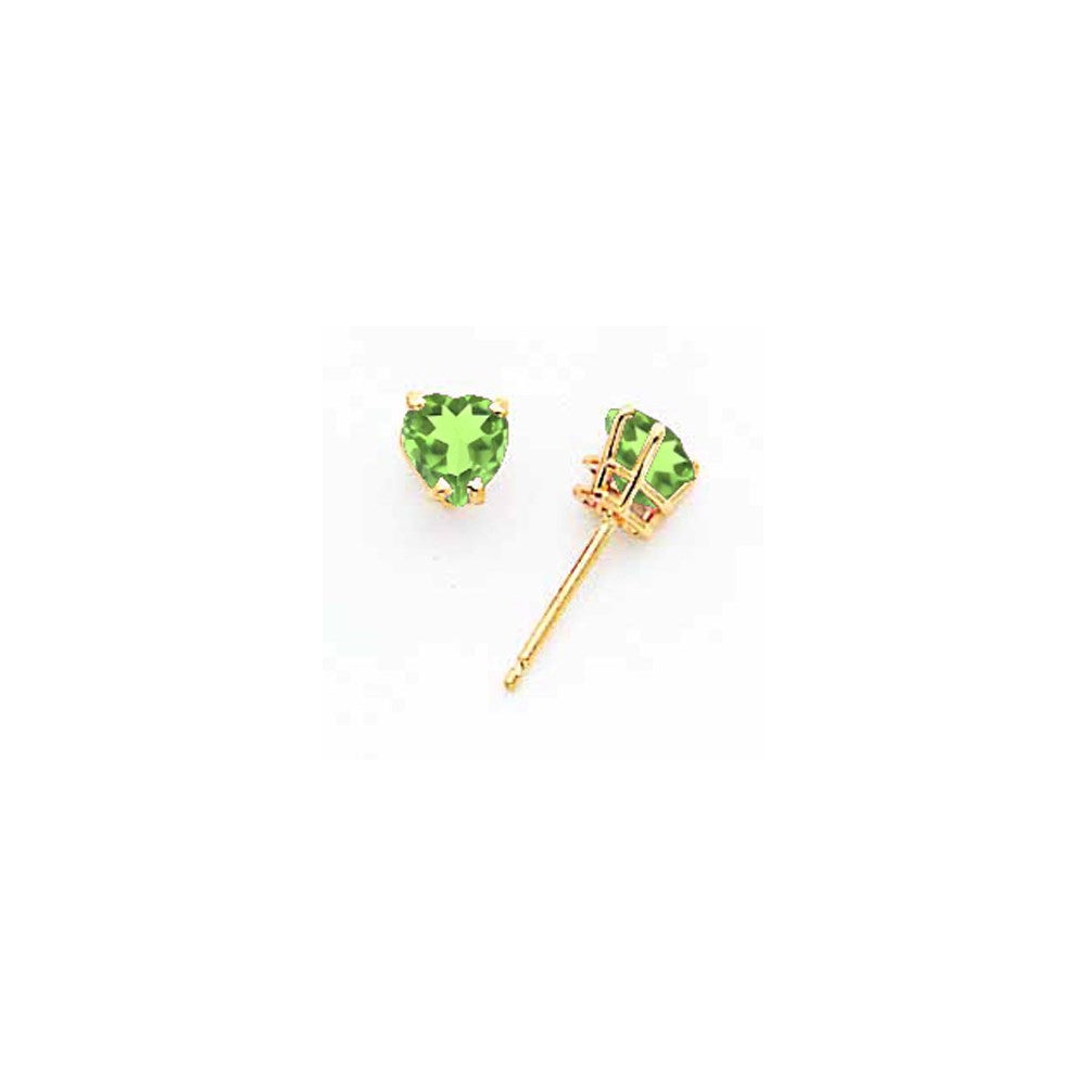 14K Gelbgold Ohrringe mit 5 mm Peridot in Herzform