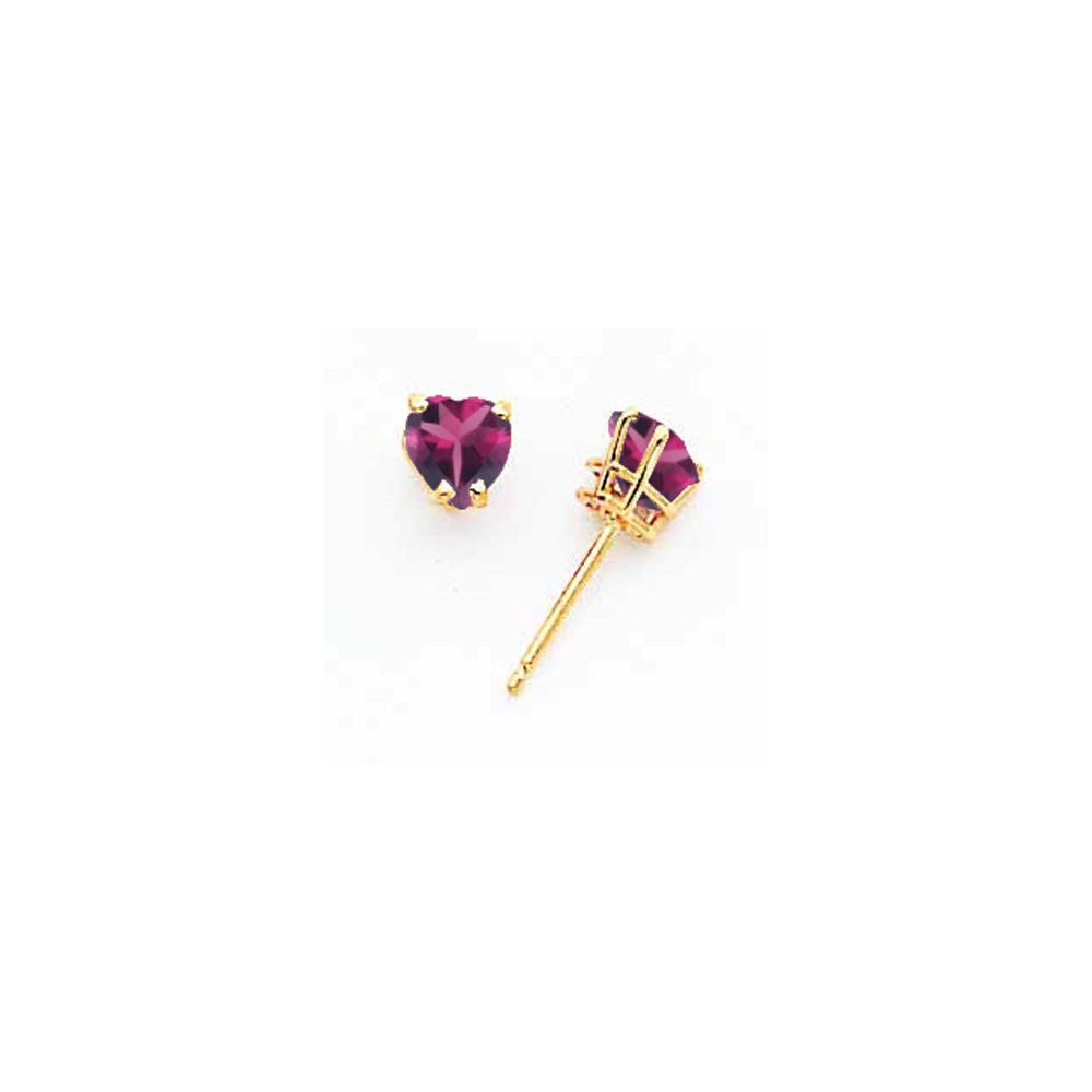 14K Gelbgold Ohrringe mit 5-mm-Herz-Rhodolith-Granat