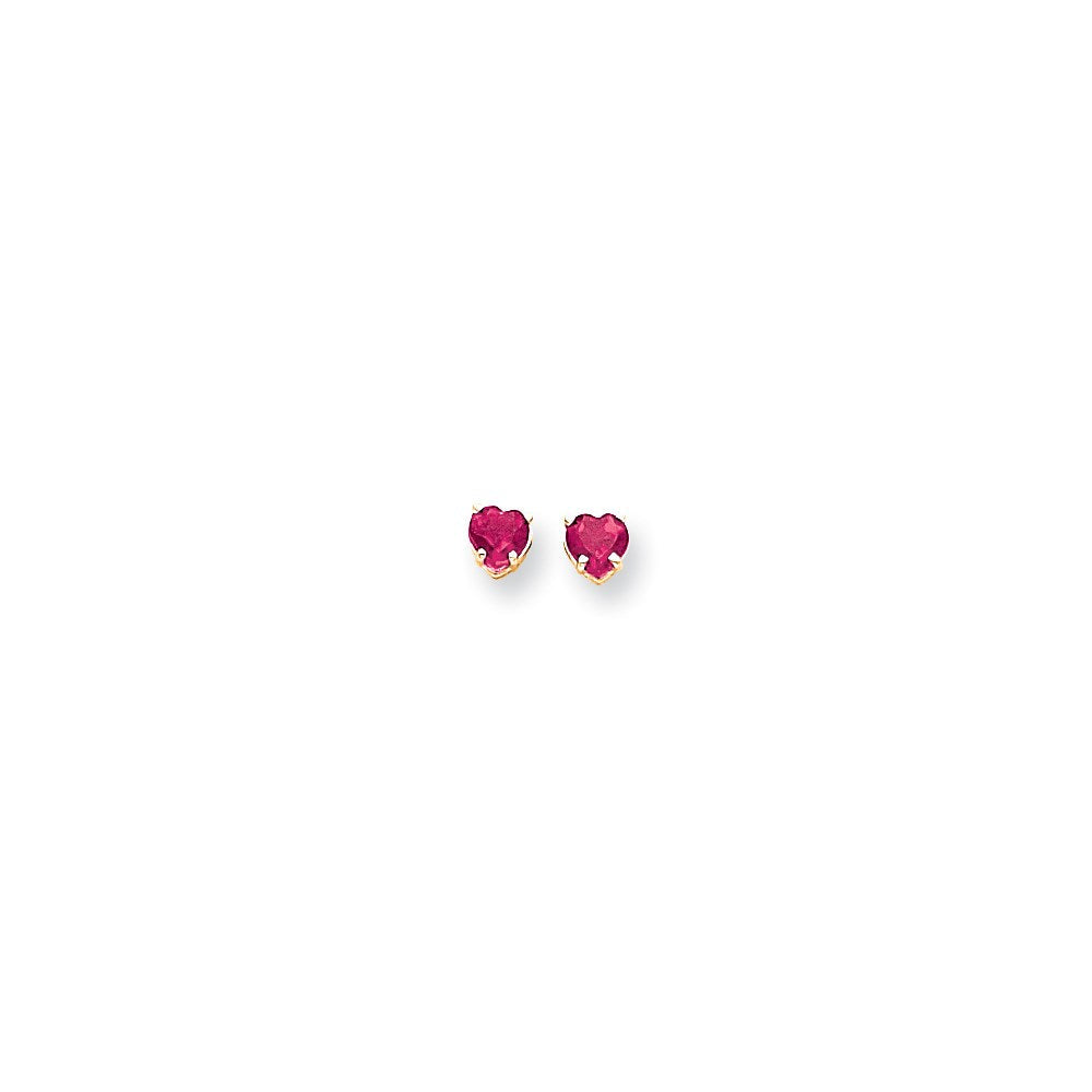 14K Gelbgold Herz-Ohrringe mit 5-mm-Rosa-Saphir
