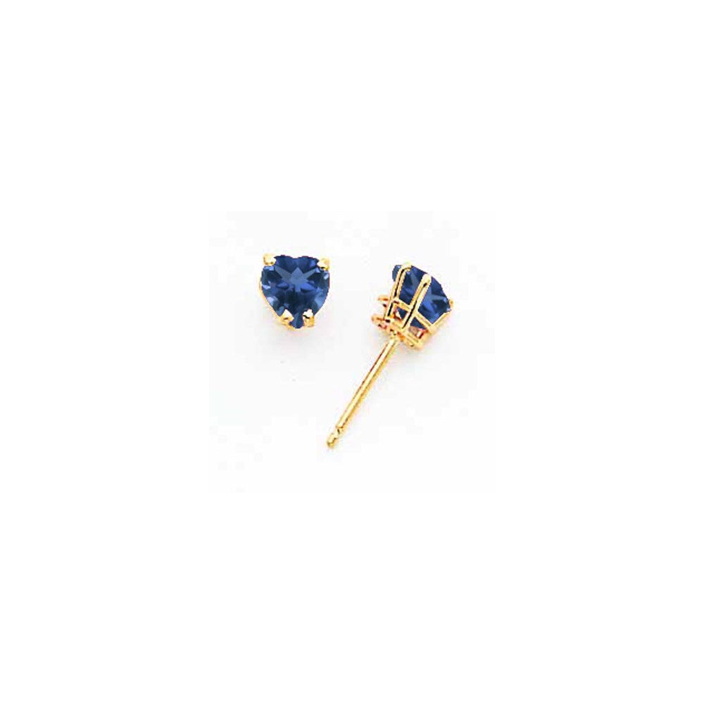 14K Gelbgold Herz-Saphir-Ohrringe, 5 mm