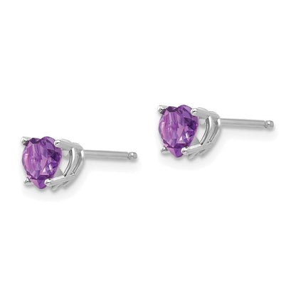 14K Weißgold Ohrringe mit Herz-Amethyst, 5 mm