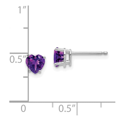 14K Weißgold Ohrringe mit Herz-Amethyst, 5 mm