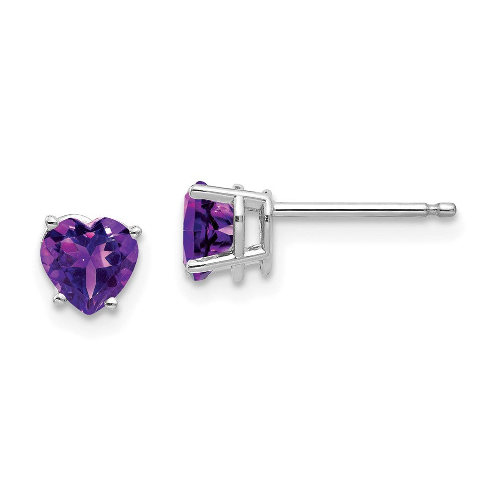 14K Weißgold Ohrringe mit Herz-Amethyst, 5 mm