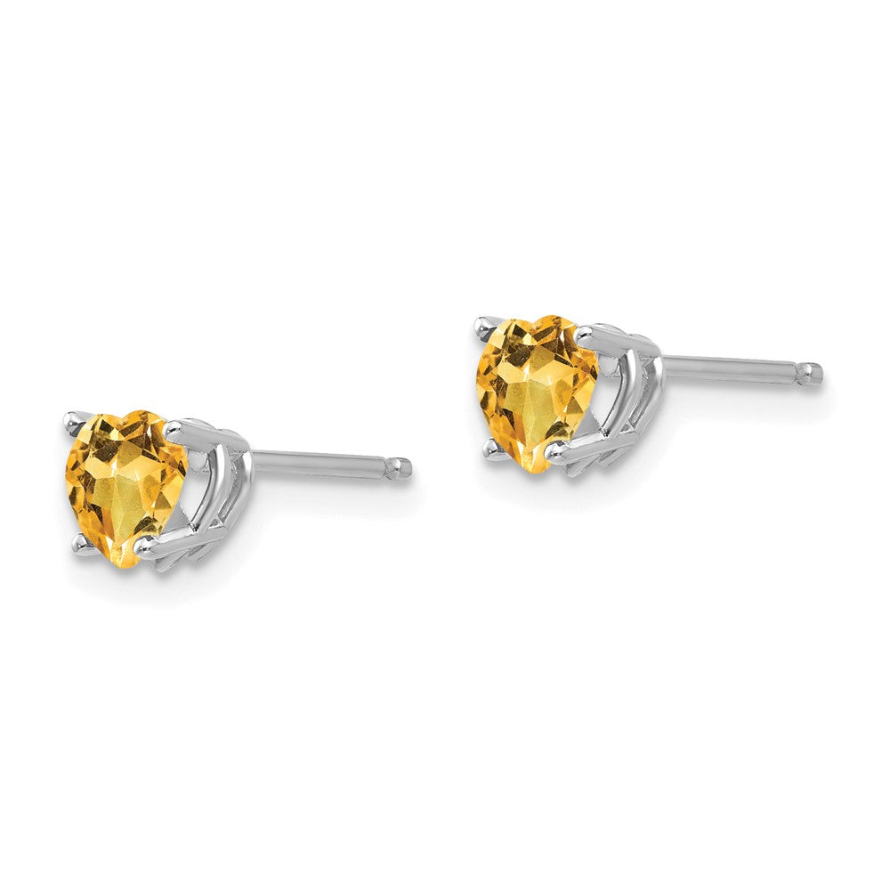 14K Weißgold Ohrringe mit 5 mm Citrin-Herz