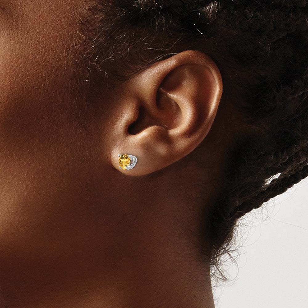 14K Weißgold Ohrringe mit 5 mm Citrin-Herz