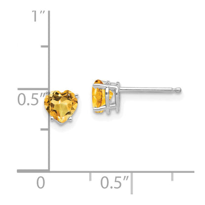 14K Weißgold Ohrringe mit 5 mm Citrin-Herz