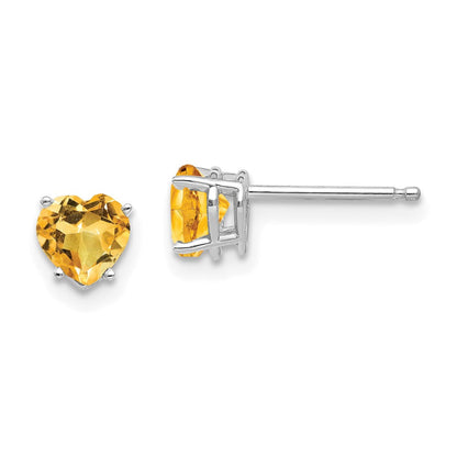 14K Weißgold Ohrringe mit 5 mm Citrin-Herz