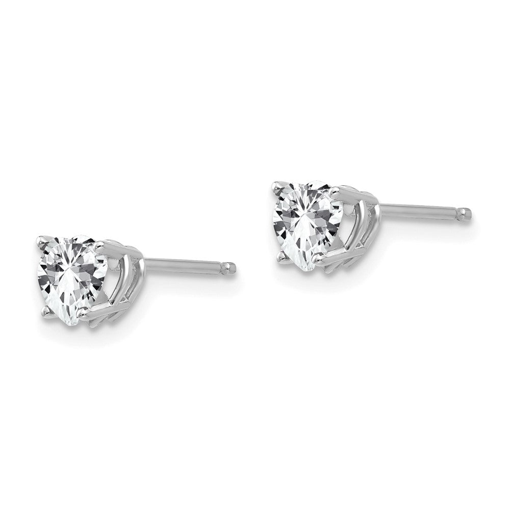 14K Weißgold Ohrringe mit herzförmigem Zirkonia, 5 mm