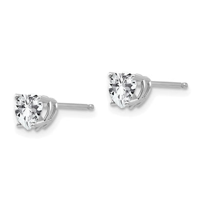 14K Weißgold Ohrringe mit herzförmigem Zirkonia, 5 mm