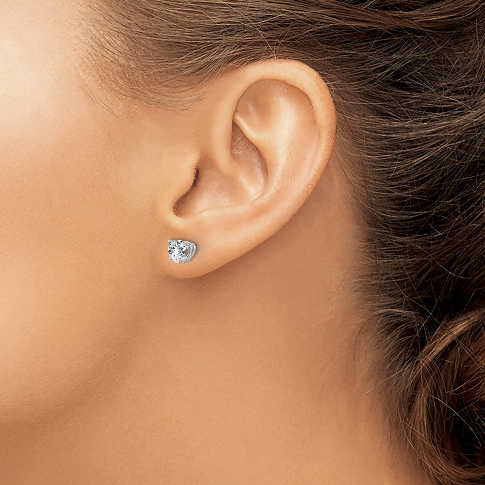 14K Weißgold Ohrringe mit herzförmigem Zirkonia, 5 mm