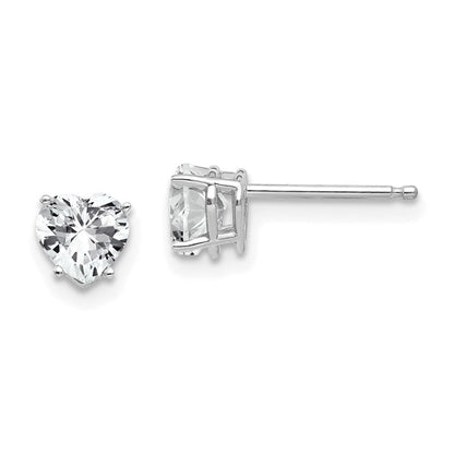 14K Weißgold Ohrringe mit herzförmigem Zirkonia, 5 mm