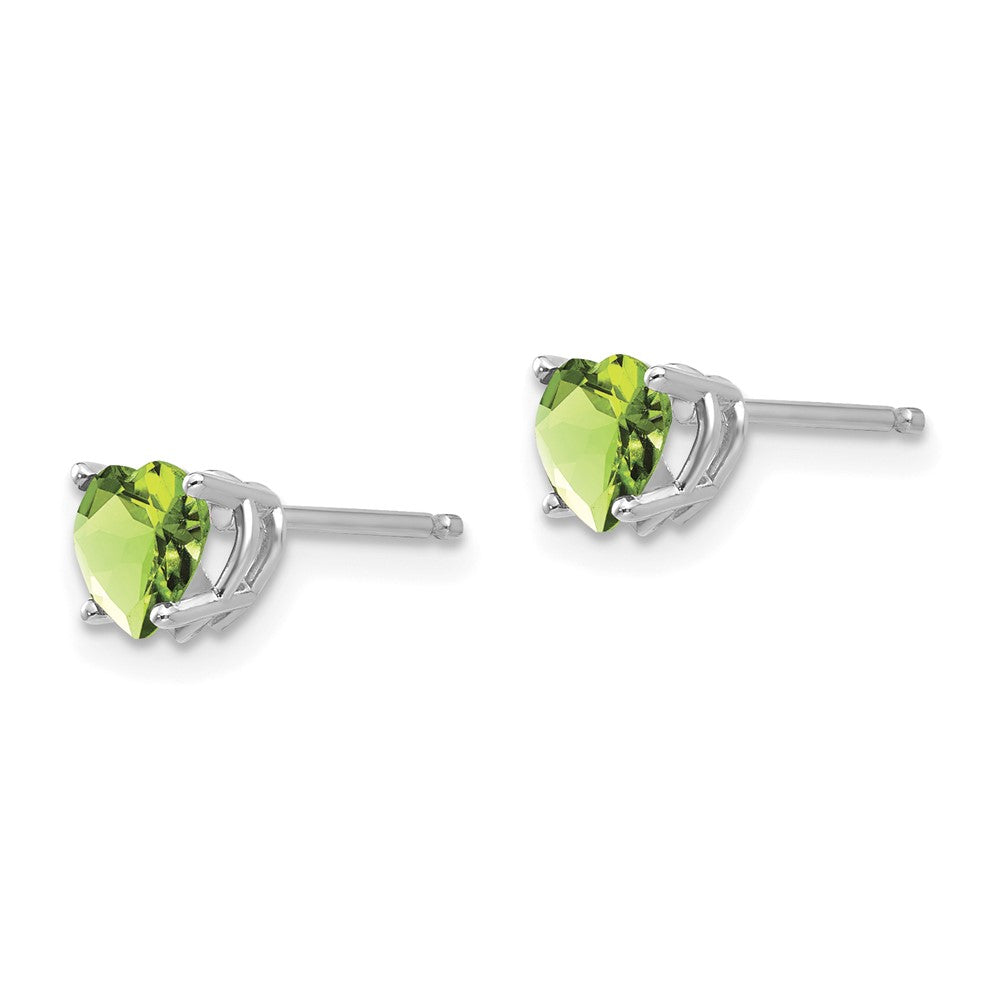 14K Weißgold Ohrringe mit 5mm Peridot in Herzform