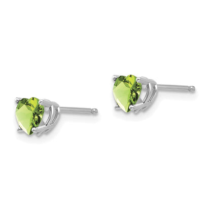 14K Weißgold Ohrringe mit 5mm Peridot in Herzform