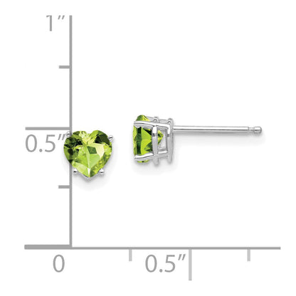 14K Weißgold Ohrringe mit 5mm Peridot in Herzform