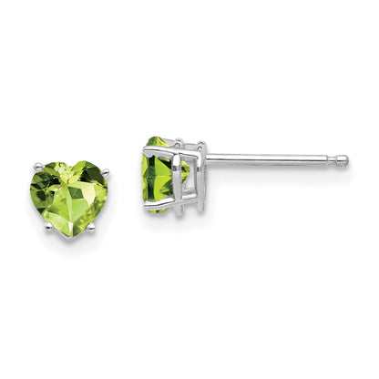 14K Weißgold Ohrringe mit 5mm Peridot in Herzform