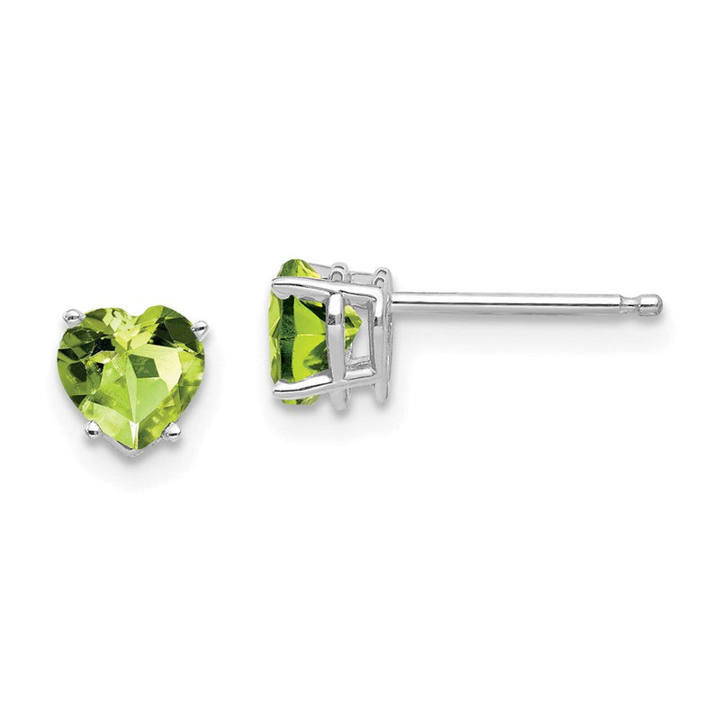 14K Weißgold Ohrringe mit 5mm Peridot in Herzform