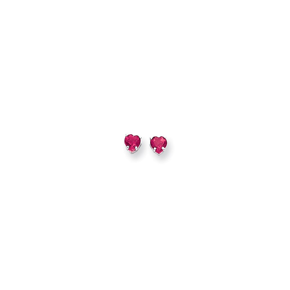 14K Weißgold Ohrringe mit Herz-Rosa-Saphiren, 5 mm