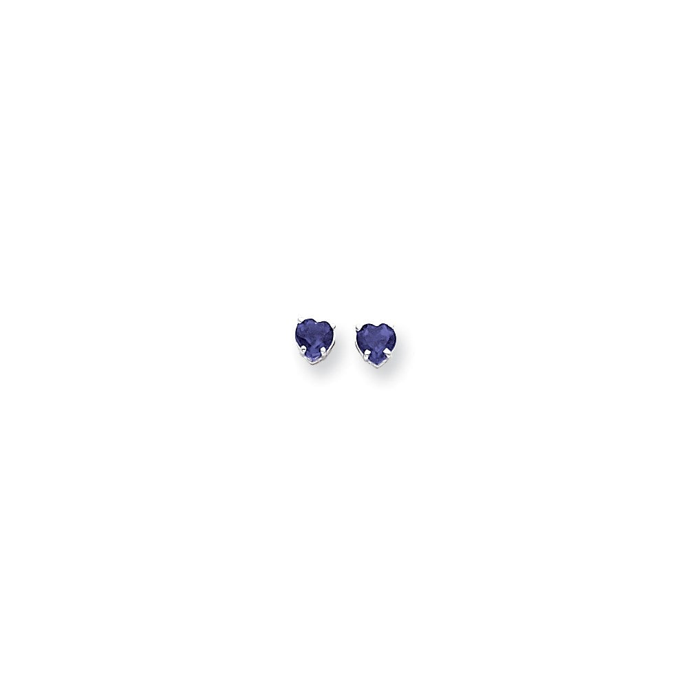 14K Weißgold Ohrringe mit 5-mm-Herz-Saphir