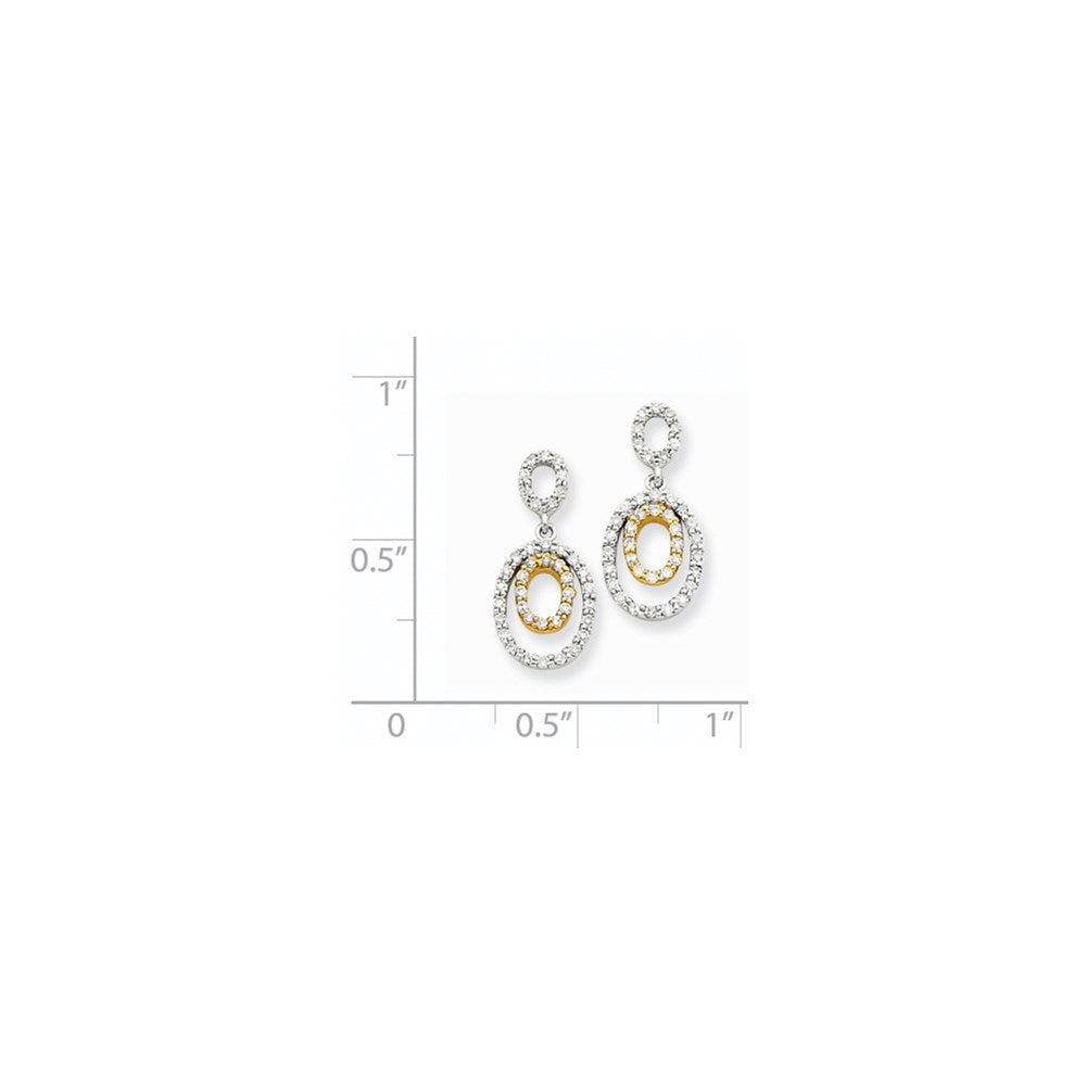 14K Gelbgold Zweifarbige Ohrringe mit echten Diamanten, oval
