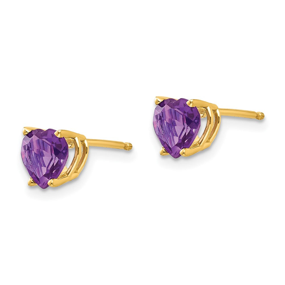 14K Gelbgold Ohrringe mit 6-mm-Herz-Amethyst