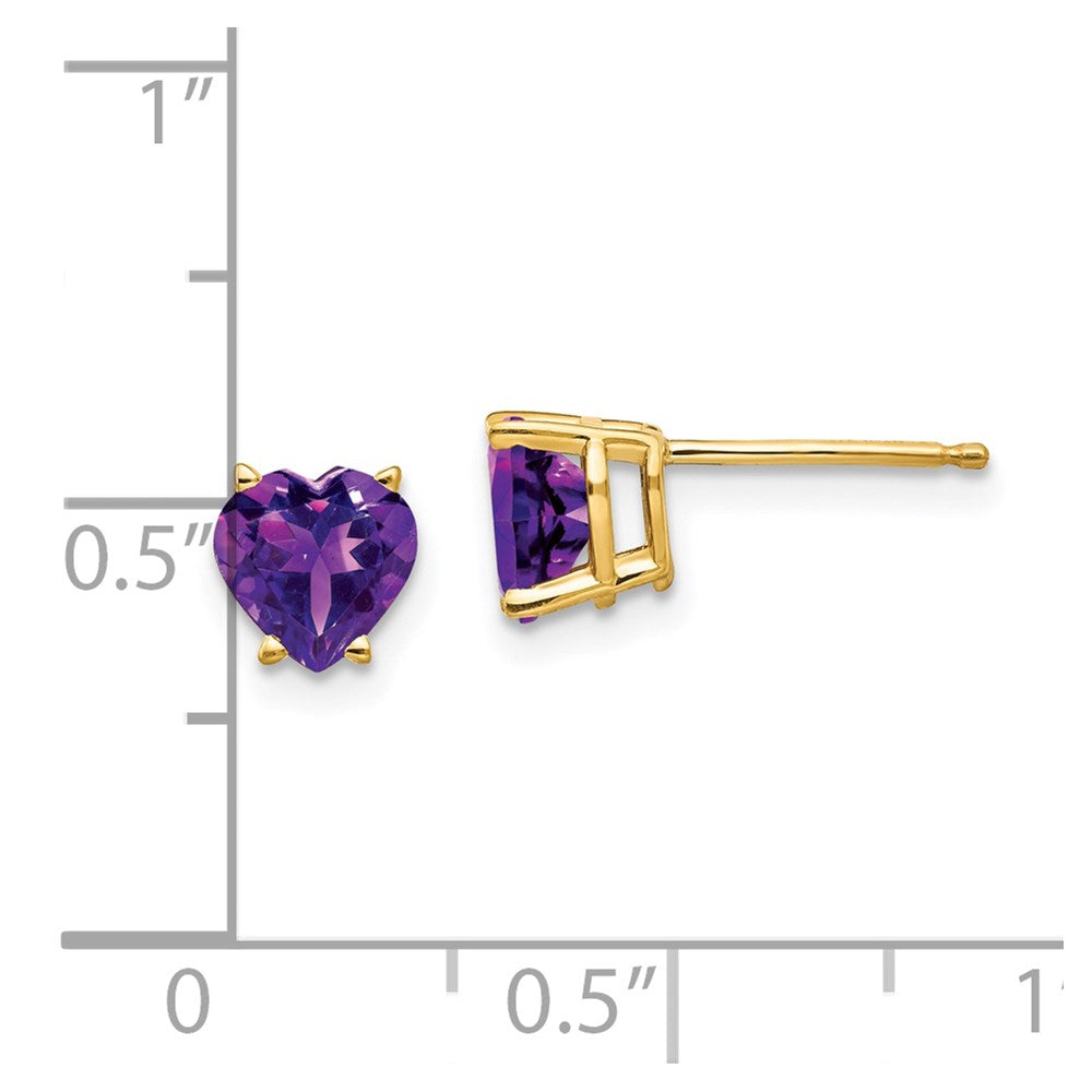 14K Gelbgold Ohrringe mit 6-mm-Herz-Amethyst