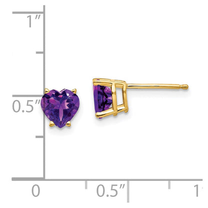 14K Gelbgold Ohrringe mit 6-mm-Herz-Amethyst
