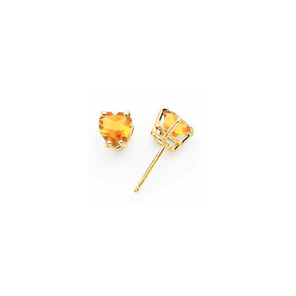 14K Gelbgold Ohrringe mit 6-mm-Herz-Citrin