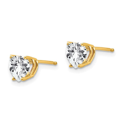 14K Gelbgold Ohrringe mit 6-mm-Zirkonia in Herzform