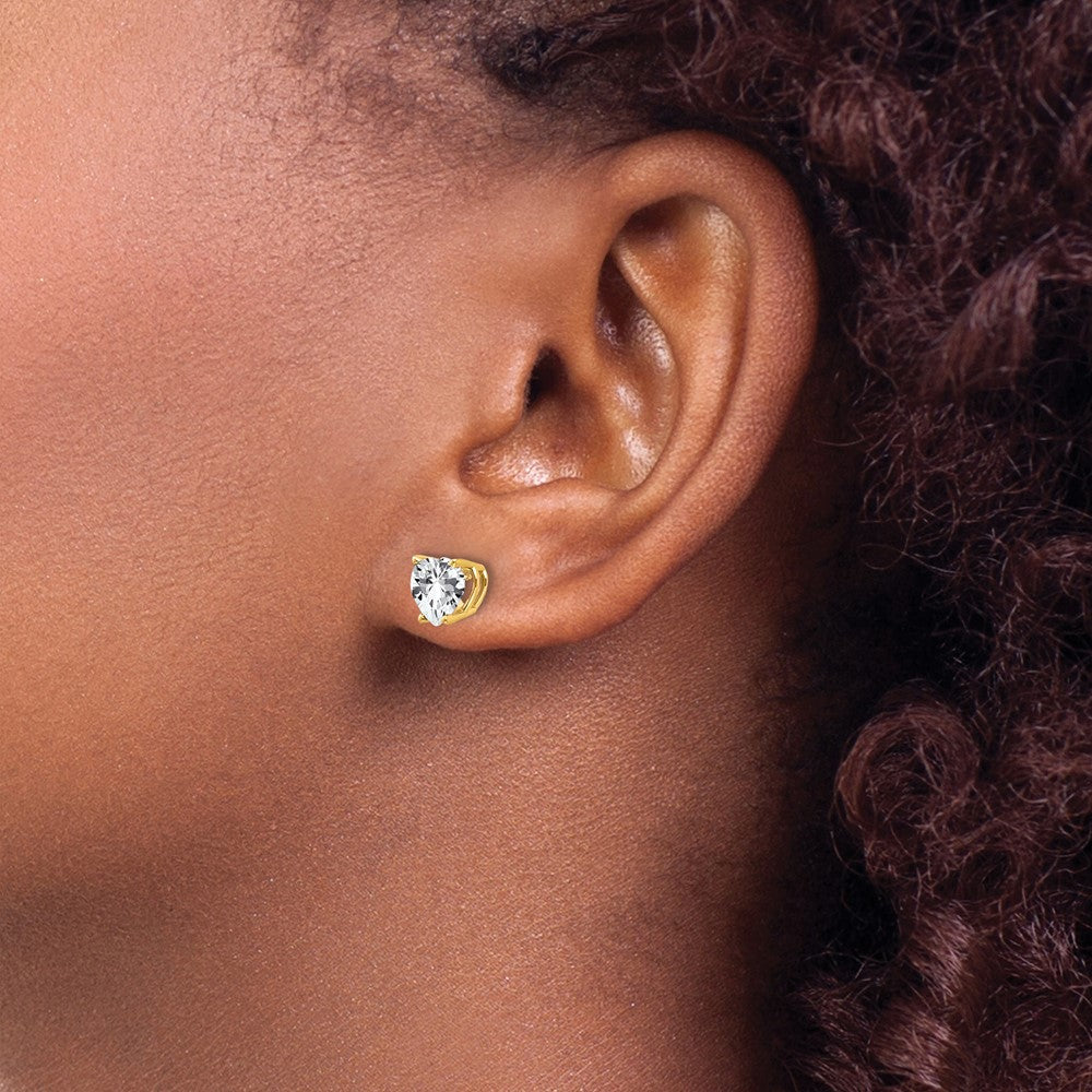 14K Gelbgold Ohrringe mit 6-mm-Zirkonia in Herzform