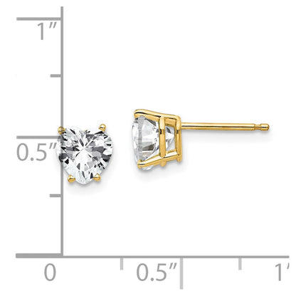 14K Gelbgold Ohrringe mit 6-mm-Zirkonia in Herzform