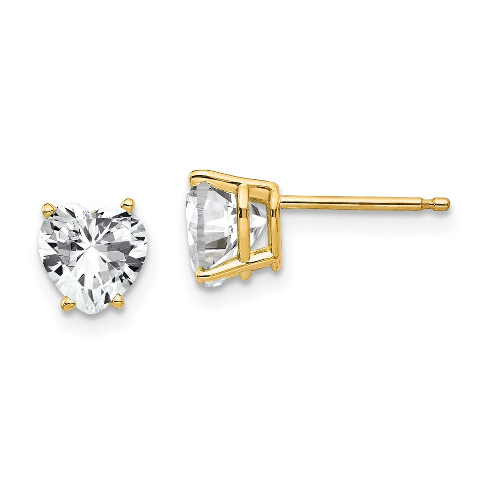 14K Gelbgold Ohrringe mit 6-mm-Zirkonia in Herzform