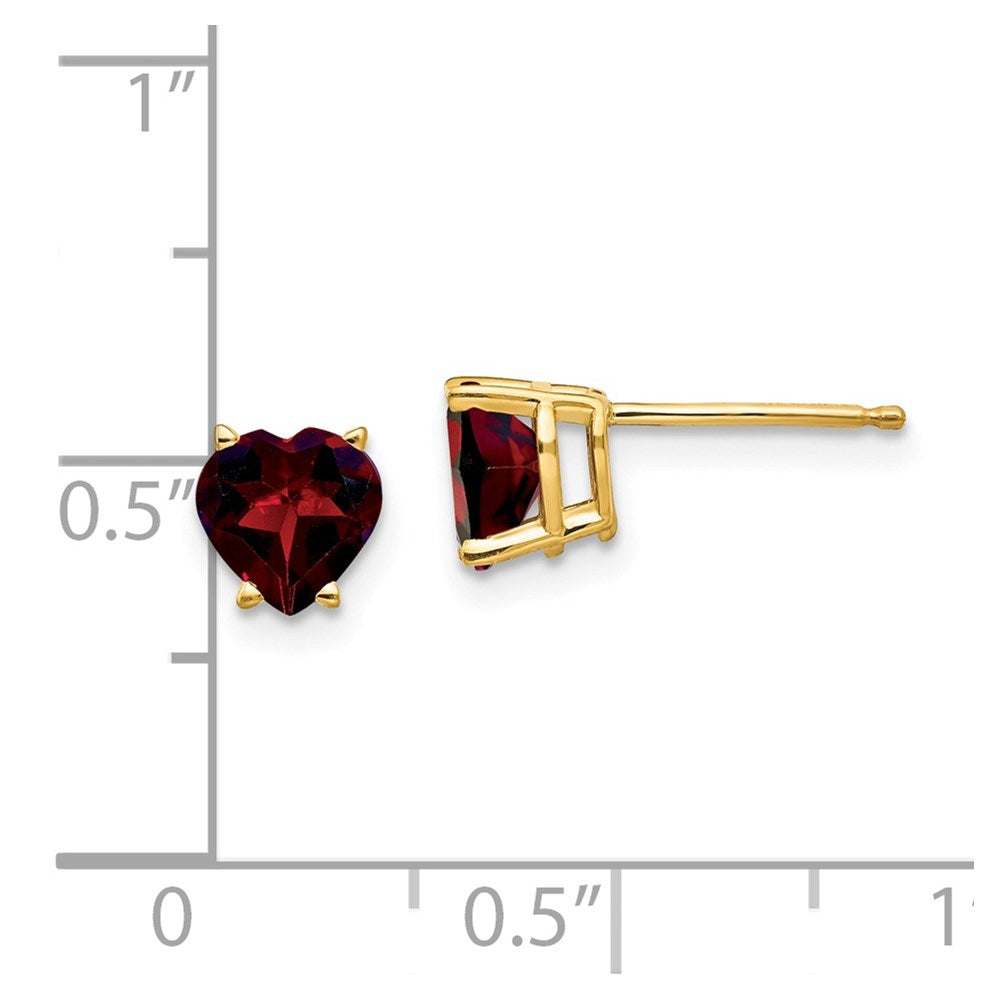 14K Gelbgold Ohrringe mit 6-mm-Herz-Granat