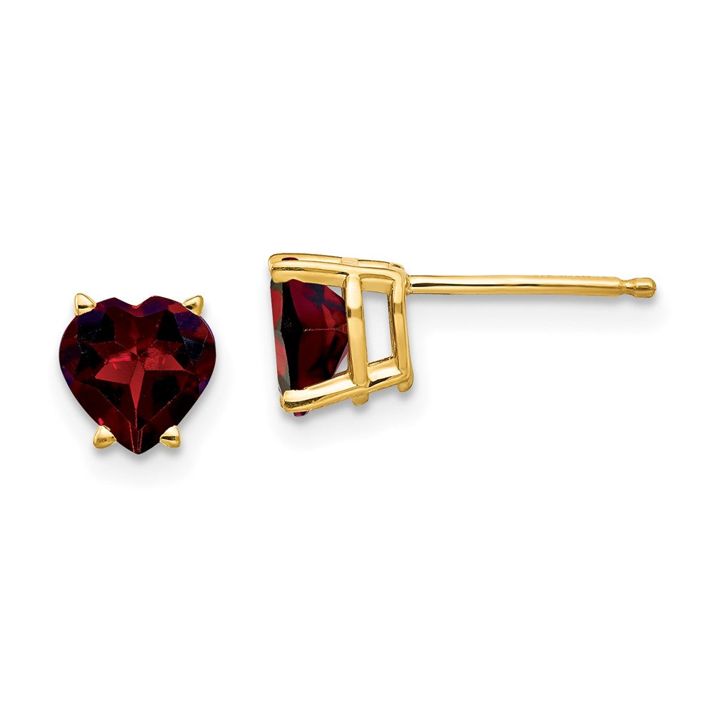 14K Gelbgold Ohrringe mit 6-mm-Herz-Granat