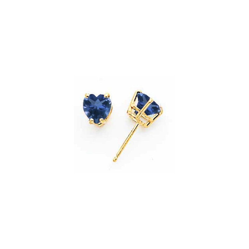 14K Gelbgold Ohrstecker mit Herz-Saphir, 6 mm