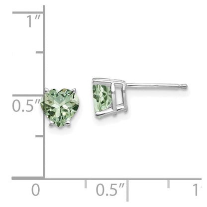 14K Weißgold Ohrringe mit 6 mm Herz-Grünquarz