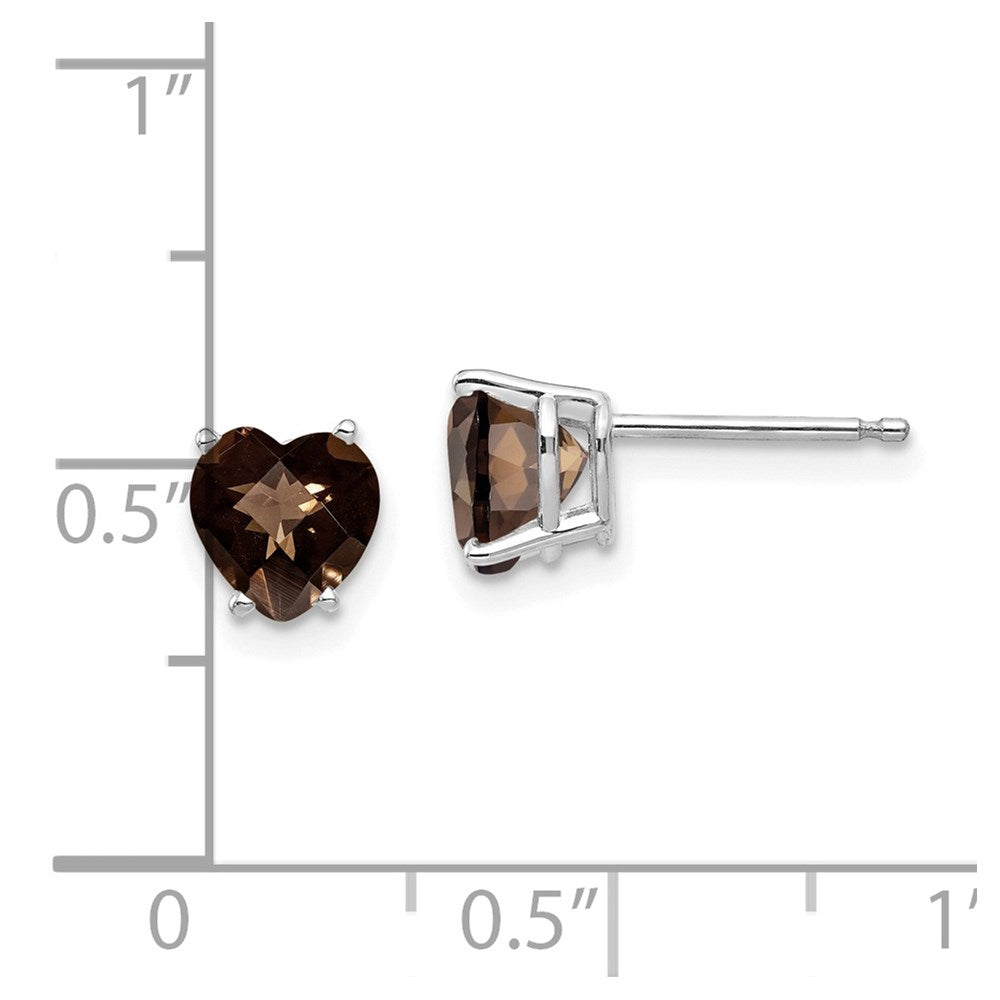 14K Weißgold Ohrringe mit 6 mm herzförmigem Rauchquarz und gelbem Goldquarz im Checker-Schliff