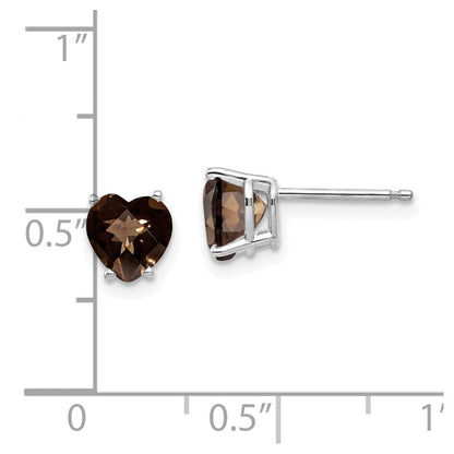 14K Weißgold Ohrringe mit 6 mm herzförmigem Rauchquarz und gelbem Goldquarz im Checker-Schliff