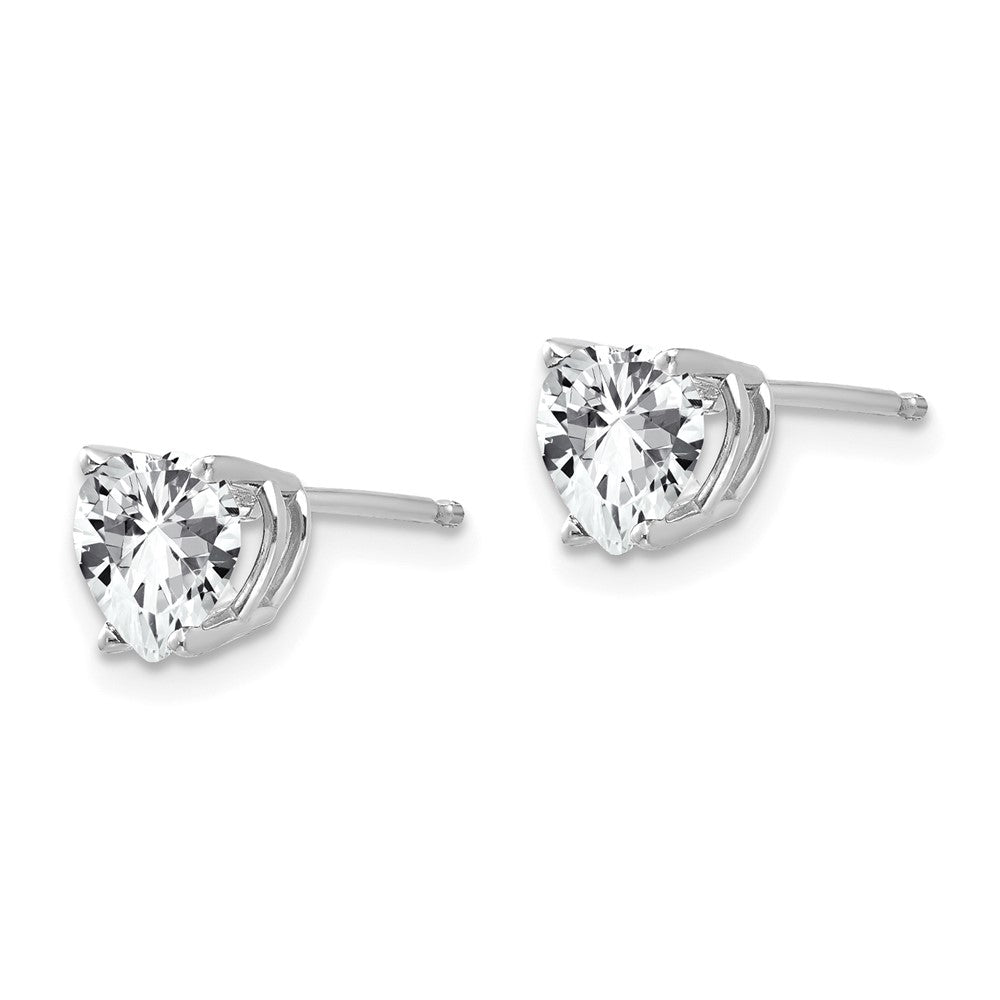 14K Weißgold Ohrringe mit 6-mm-Herz-Zirkonia