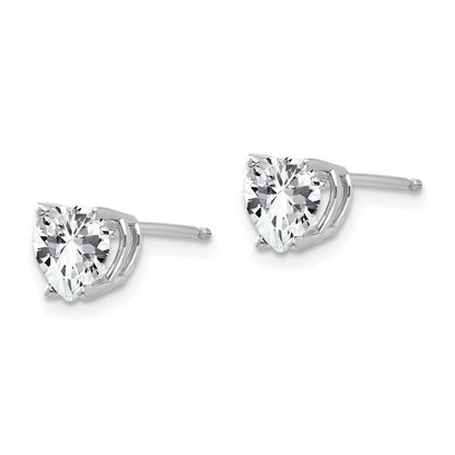 14K Weißgold Ohrringe mit 6-mm-Herz-Zirkonia