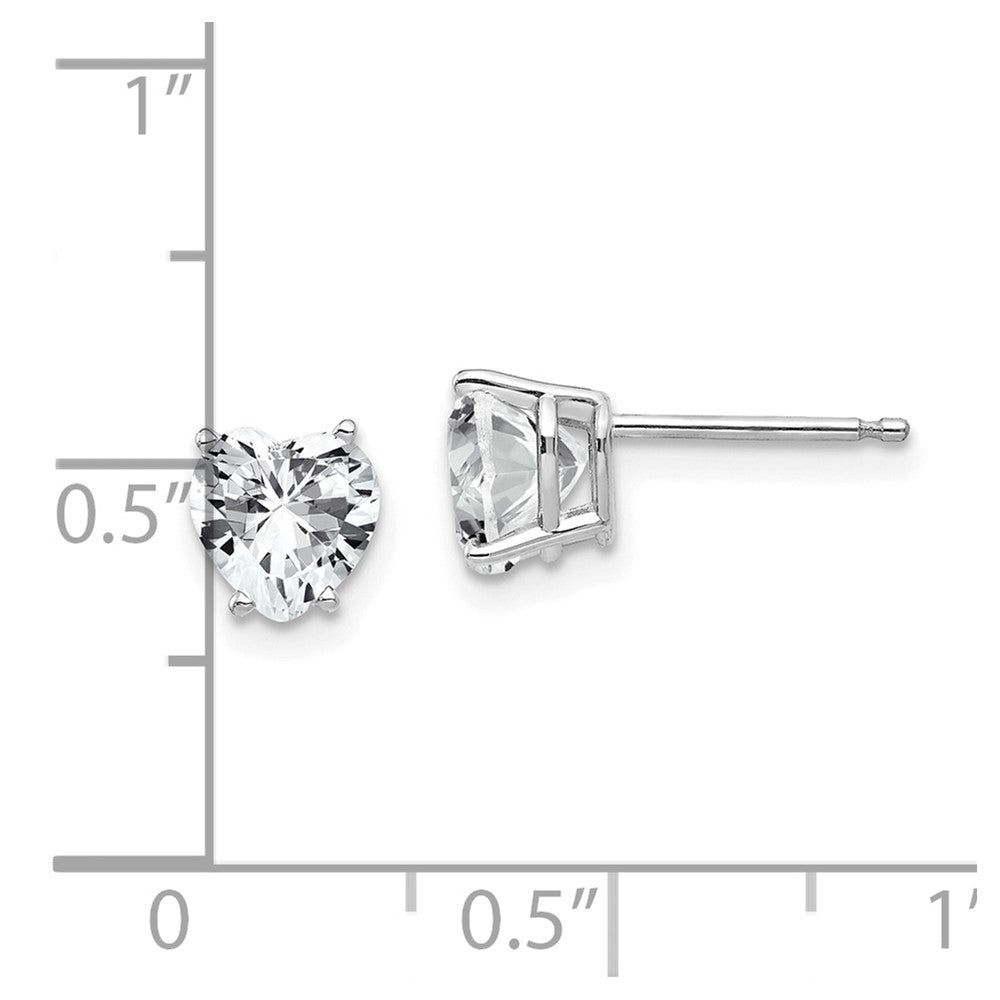 14K Weißgold Ohrringe mit 6-mm-Herz-Zirkonia