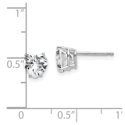 14K Weißgold Ohrringe mit 6-mm-Herz-Zirkonia