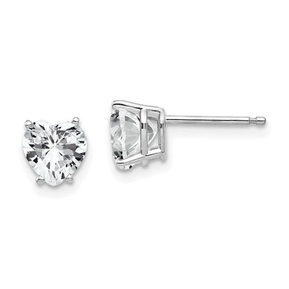 14K Weißgold Ohrringe mit 6-mm-Herz-Zirkonia