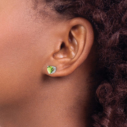 14K Weißgold Ohrringe mit 6-mm-Herz-Peridot