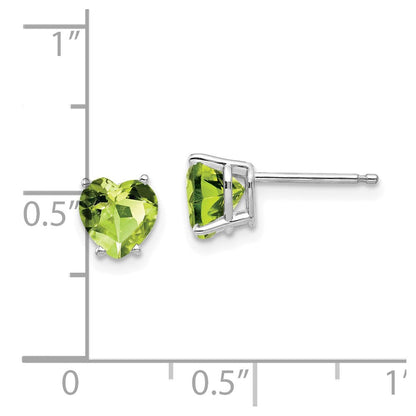 14K Weißgold Ohrringe mit 6-mm-Herz-Peridot