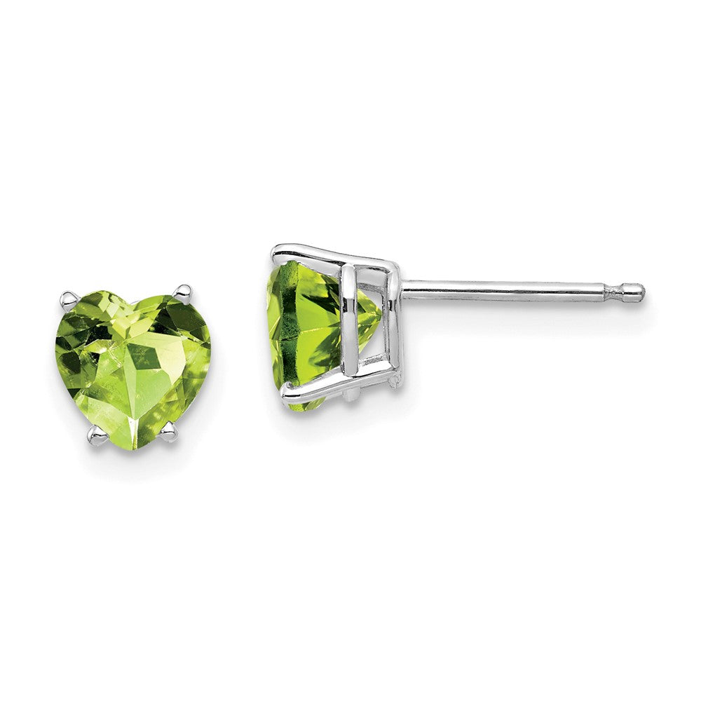 14K Weißgold Ohrringe mit 6-mm-Herz-Peridot