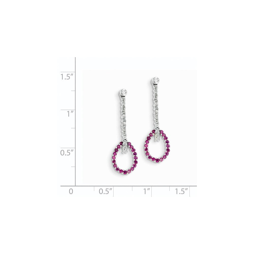 14K Weißgold Echt Diamant & Rubin Ohrringe
