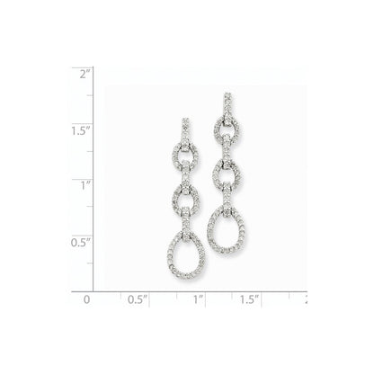 14K Weißgold Ohrhänger mit echten Diamanten in Tropfenform