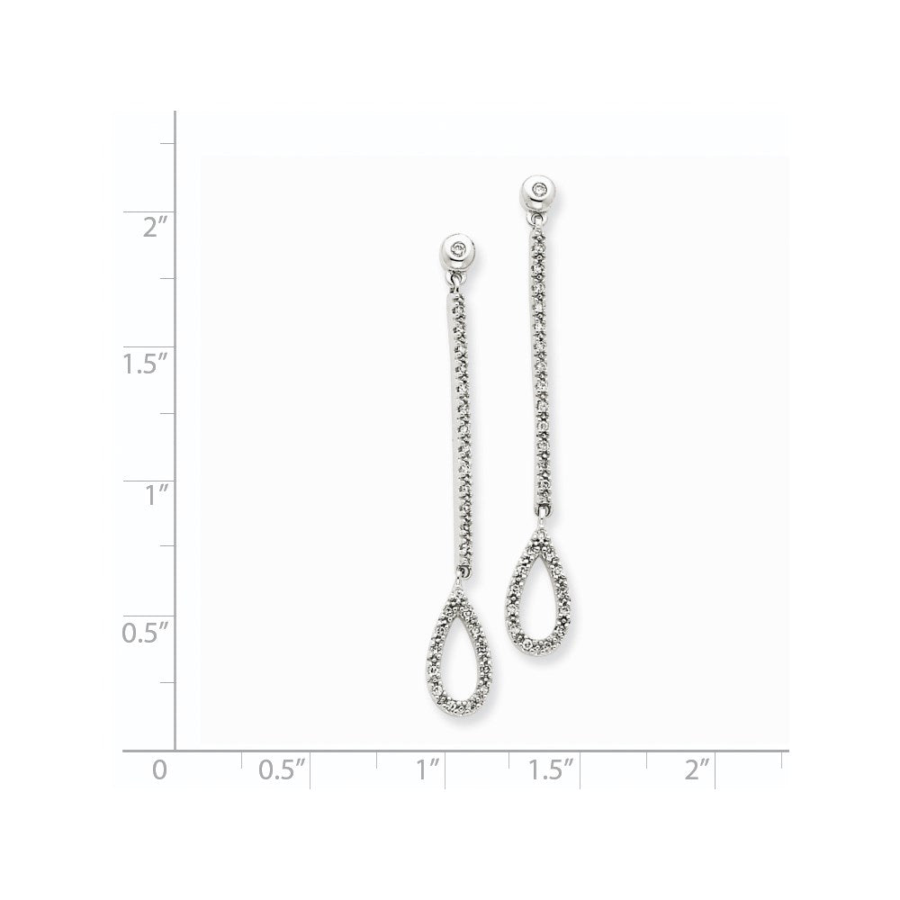 14K Weißgold Ohrringe mit echten Diamanten in Stab- und Tropfenform