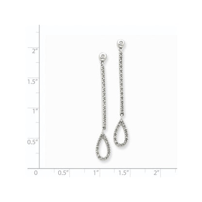 14K Weißgold Ohrringe mit echten Diamanten in Stab- und Tropfenform